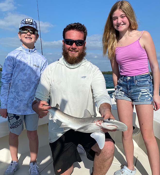 Shark caught on a st pete family fun-day charter